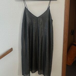 Elegant Metallic Charcoal Dress